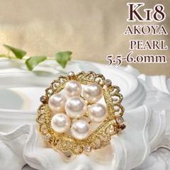 【K18】2wayアコヤ真珠 5.5〜6.0mm ブローチ ネックレスのサムネイル