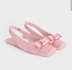 サテンボウ スリングバックバレエフラット ピンク サテンボウ スリングバックバレエフラット - ピンク | CHARLES