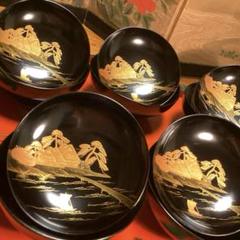 A3009 木製輪島塗　黒塗艶消　千鳥　景色紋様蒔絵　5客 A3009 木製輪島塗 黒塗艶消 千鳥 景色紋様蒔絵 5客 - メルカリ