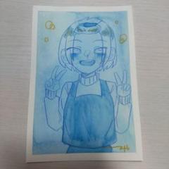 【オリジナル】水彩イラスト　ポストカード　（水色）