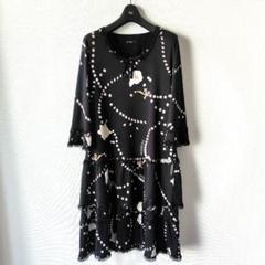 INGEBORG ドット柄 リボン ワンピース ブラック 半袖 ピンタックフリル INGEBORG ワンピース サイドリボン ブラック ピンタック - メルカリ