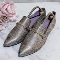 極美品 マナ ローファー ホースビットバブーシュ 2way レザー ブロンズ 極美品 マナ ローファー ホースビットバブーシュ 2way レザー
