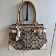 COACH シグネチャーミディアムキャリーオール バッグ キャンバス