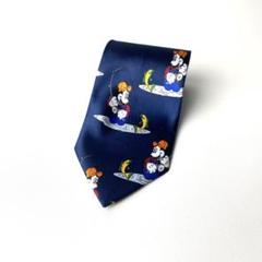 1213 Olympus ミッキー　ディズニー　釣り　総柄　ネクタイ　紺