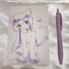 萌え絵　手描きイラスト　ポストカード