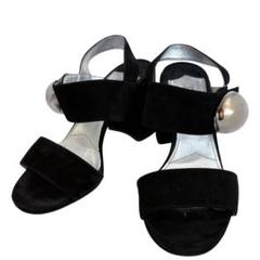 PRADA プラダ ストラップサンダル ブラック スエード 太ヒール 23.5