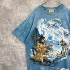 Tシャツ THEMOUNTAIN オオカミ 先住民 ウルフ アニマル