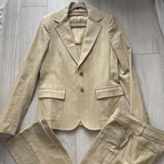 【美品】Theory ベージュ パンツスーツ上下 Theory ベージュ ノーカラーパンツスーツセット - メルカリ