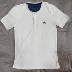 【美品】BURBERRY BLACK LABEL ヘンリーネックTシャツ 白 M