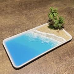 レジンアート 小物置きトレイ インテリア置物 海 ハンドメイド 南国ビーチ 波
