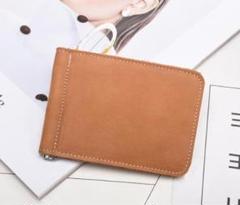 【新品】マネークリップ 本革 牛皮 キャッシュレス メンズ 二つ折り 薄い財布