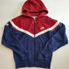 【 NIKE・Sサイズ】2000年代 Vラインパーカー赤×紺　裏起毛