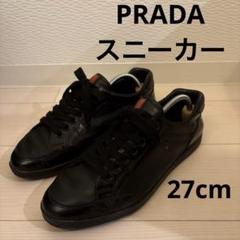 11MS01_美品 プラダ スポーツ レザースニーカー 6.5 PRADA SPORT プラダ スポーツ レザースニーカー 8 1/2 ブラック