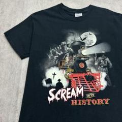 SCREAM　列車　ゾンビ　墓　満月　Tシャツ　古着　ブラック 黒　S