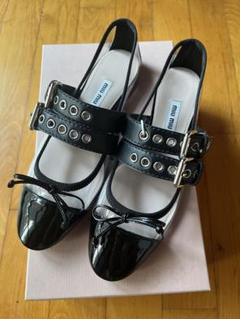 【未使用品】miu miu バレーシューズ MIU MIU - ミュウミュウ レザー バレリーナ バレエシューズ 35.5