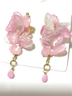 カラーオパール　紫陽花ピアス　3 可愛い　サージカルフック変更可能