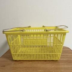 昭和レトロ★ビニールかご★買い物かご　黄色★未使用品 昭和 平成 レトロ雑貨 買い物かご バスケット レトロカゴ 編み