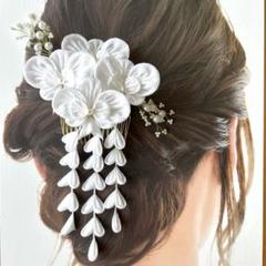No.262 つまみ細工　髪飾り　ヘアコーム　胡蝶蘭成人式　卒業式　七五三　浴衣