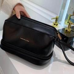 新品 化粧ポーチ 大容量 コスメポーチ メイクポーチ 化粧バッグ 黒 ブラック