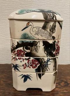 手描き陶器 &湯呑み鶴の絵柄 手描きの絵が温かいうつわ。