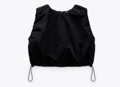 タグ付き新品 ZARA ナイロンクロップドトップス ブラックxs