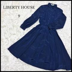 【LIBERTY HOUSE】リバティハウス マキシ丈ワンピース ネイビー 水玉