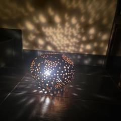 笠間焼　丸型 穴あきデザイン ランプ