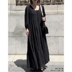 【完売品】リエディ Vネックコットンライクバルーンスリーブティアードワンピース