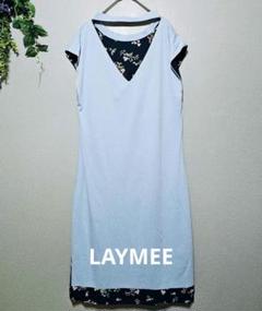【LAYMEE】ノースリーブワンピース ライトブルー Fブルー