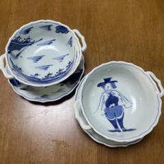 有田焼 しん窯 青花 持ち手付き スープ碗皿異人シリーズ 2個