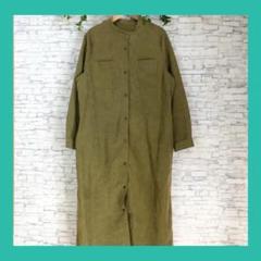 POU DOU DOU◆ベロア風　シャツワンピース　ロング　ノーカラー　カーキのサムネイル