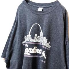 ギルダン MLBセントルイスカージナルス ロゴ Tシャツグレー灰色2XL古着