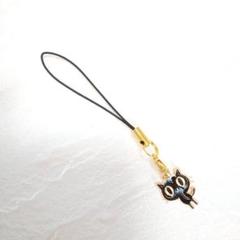 ハンドメイド】携帯ストラップ♪F38(男女兼用クロネコ黒い猫ネコグッズ雑貨小物)