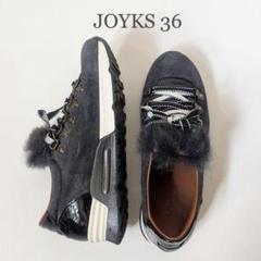 ジョイックス JOYKS ファー スニーカー チャコールグレー グレー 36