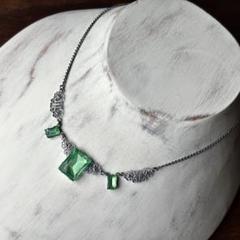 希少◆チェコ　ウランガラスヴィンテージネックレス◆Bijoux.M.G◆ワセリン 希少◇チェコウランガラスヴィンテージネックレス◇Bijoux.M.G