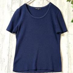 美品✨23区 ビジューネック半袖ニット M 濃紺