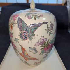⭕️中国　壺　沈香壺大壺　景徳鎮　飾り壺　2段　鶴　龍　竜　金彩　骨董品　古美術品 ⭕️中国 壺 沈香壺大壺 景徳鎮 飾り壺 2段 鶴 龍 竜 金彩 骨董