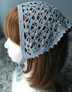 b 大人のシックなレース編み Crochet Lace パブーシュカ手編グレー色