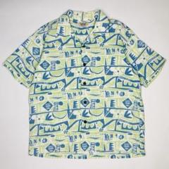 【美品】サンサーフ マスクドマーベル アロハシャツ M ヘンプ 東洋 総柄 古着