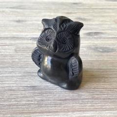 フクロウ　メキシコ　オアハカ　バロ・ネグロ　黒陶器