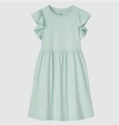 【値下げ】UNIQLO ユニクロ　スムースコットンフリルワンピース　100cm