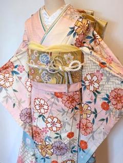 振袖フルセット 身丈175裄67.5 枝垂れ花文様 金彩 逸品 ピンク 成人式 振袖フルセット 身丈175裄67.5 枝垂れ花文様 金彩 逸品 ピンク