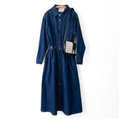 美品 MAISON BREEZE ウエストシェイプデニムフレアワンピース