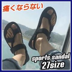 サンダル メンズ 27 スポーツ おしゃれ 痛くない 疲れない 新品 つま先 黒
