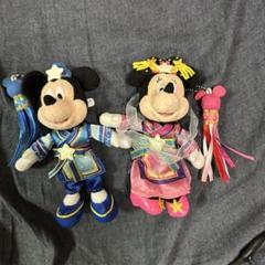 ミッキーマウス ミニーマウス 35周年七夕 ぬいぐるみバッジ キーホルダー