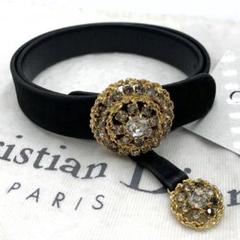 Dior ブラック レザーベルト ゴールドバックル Dior ブラックレザー ベルト ゴールドバックル