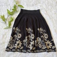 【l'armoire de luxe】 フレアスカート (M) 花柄 ウール