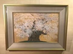 状態良好！中島千波「石割櫻」彩美版方式複製画 10号大 証明シール 中島千波 「 石部の櫻 」 彩美版R プレミアム 限定150部 版画