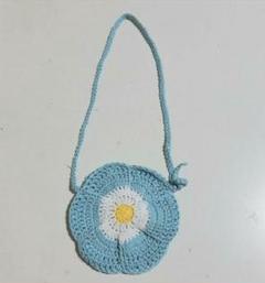 お花柄ポシェット 　コットン素材 　キッズ 夏用ショルダーバッグ 　かぎ棒あみ