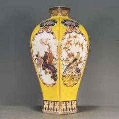 清雍正琺瑯彩花鳥図紋賞瓶 景徳鎮陶磁器 装飾工芸美術置物